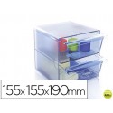 ARCHICUBO ARCHIVO 2000 2 CAJONES ORGANIZADOR MODULAR PLASTICO AZUL TRANSPARENTE 155X155X190 MM