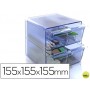 ARCHICUBO ARCHIVO 2000 4 CAJONES ORGANIZADOR MODULAR PLASTICO AZUL TRANSPARENTE 155X155X155 MM