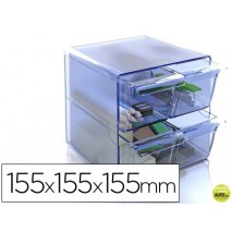 ARCHICUBO ARCHIVO 2000 4 CAJONES ORGANIZADOR MODULAR PLASTICO AZUL TRANSPARENTE 155X155X155 MM