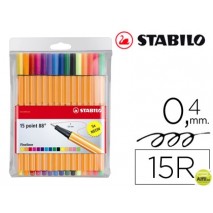 ROTULADOR STABILO PUNTA DE FIBRA POINT 88 ESTUCHE DE 15 COLORES SURTIDOS