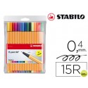 ROTULADOR STABILO PUNTA DE FIBRA POINT 88 ESTUCHE DE 15 COLORES SURTIDOS