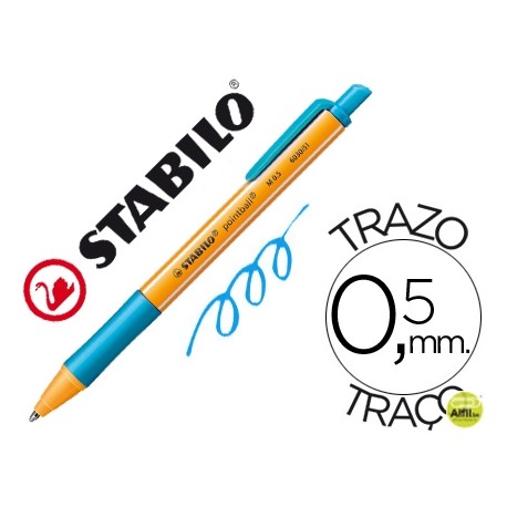 BOLIGRAFO STABILO POINTBALL 0,5 MM RETRACTIL TURQUESA