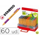 BOLIGRAFO STABILO POINTBALL 0,5 MM RETRACTIL EXPOSITOR DE 60 COLORES SURTIDOS