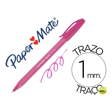 BOLIGRAFO PAPER MATE INKJOY 100 PUNTA MEDIA TRAZO 1 MM ROSA