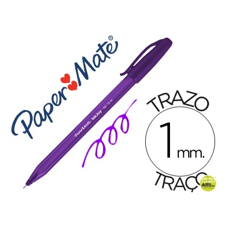 BOLIGRAFO PAPER MATE INKJOY 100 PUNTA MEDIA TRAZO 1 MM MORADO
