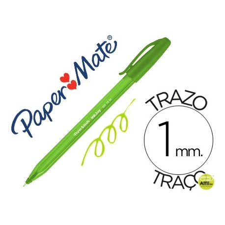 BOLIGRAFO PAPER MATE INKJOY 100 PUNTA MEDIA TRAZO 1 MM VERDE LIMA