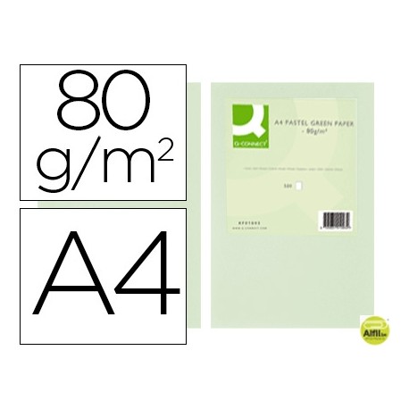 PAPEL COLOR Q-CONNECT DIN-A4 80 GRAMOS VERDE PAQUETE DE 500 HOJAS