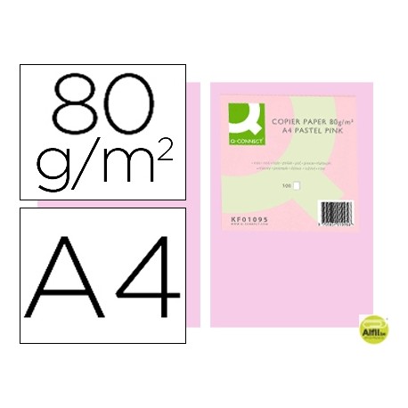 PAPEL COLOR Q-CONNECT DIN-A4 80 GRAMOS ROSA PAQUETE DE 500 HOJAS