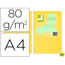 PAPEL COLOR Q-CONNECT DIN-A4 80 GRAMOS AMARILLO PAQUETE DE 500 HOJAS