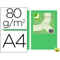 PAPEL COLOR Q-CONNECT DIN-A4 80 GRAMOS VERDE INTENSO PAQUETE DE 500 HOJAS