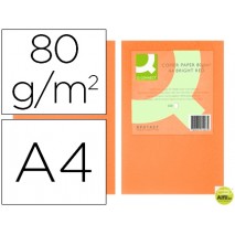 PAPEL COLOR Q-CONNECT DIN-A4 80 GRAMOS NARANJA INTENSO PAQUETE DE 500 HOJAS