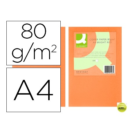 PAPEL COLOR Q-CONNECT DIN-A4 80 GRAMOS NARANJA INTENSO PAQUETE DE 500 HOJAS