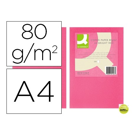 PAPEL COLOR Q-CONNECT DIN-A4 80 GRAMOS ROSA INTENSO PAQUETE DE 500 HOJAS