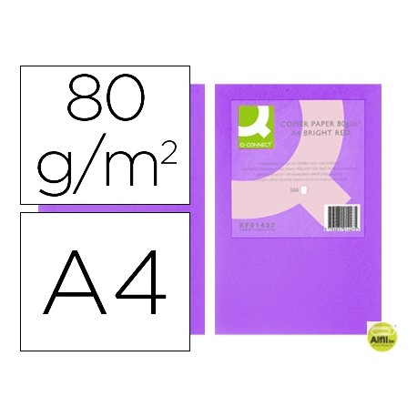 PAPEL COLOR Q-CONNECT DIN-A4 80 GRAMOS LILA INTENSO PAQUETE DE 500 HOJAS