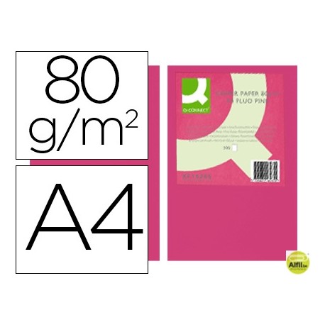 PAPEL COLOR Q-CONNECT DIN-A4 80 GRAMOS ROSA NEON PAQUETE DE 500 HOJAS