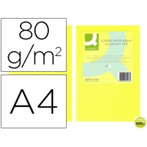 PAPEL COLOR Q-CONNECT DIN-A4 80 GRAMOS AMARILLO NEON PAQUETE DE 500 HOJAS