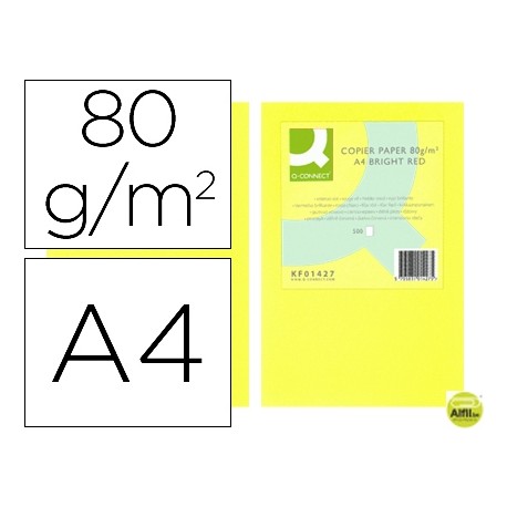 PAPEL COLOR Q-CONNECT DIN-A4 80 GRAMOS AMARILLO NEON PAQUETE DE 500 HOJAS