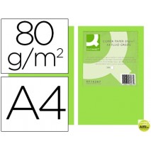 PAPEL COLOR Q-CONNECT DIN-A4 80 GRAMOS VERDE NEON PAQUETE DE 500 HOJAS