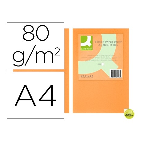 PAPEL COLOR Q-CONNECT DIN-A4 80 GRAMOS NARANJA NEON PAQUETE DE 500 HOJAS