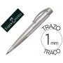 BOLIGRAFO FABER CONIC AZUL RETRACTIL SUJECION DE CAUCHO TINTA INDELEBLE TRAZO MEDIO COLOR PLATA