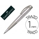 BOLIGRAFO FABER CONIC AZUL RETRACTIL SUJECION DE CAUCHO TINTA INDELEBLE TRAZO MEDIO COLOR PLATA