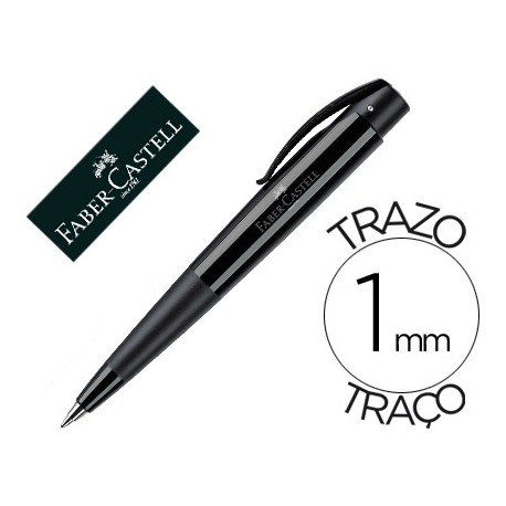 BOLIGRAFO FABER CONIC AZUL RETRACTIL SUJECION DE CAUCHO TINTA INDELEBLE TRAZO MEDIO COLOR NEGRO