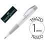 BOLIGRAFO FABER CONIC AZUL RETRACTIL SUJECION DE CAUCHO TINTA INDELEBLE TRAZO MEDIO COLOR BLANCO