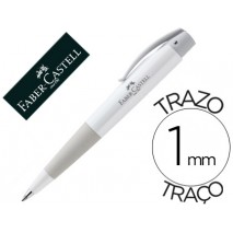 BOLIGRAFO FABER CONIC AZUL RETRACTIL SUJECION DE CAUCHO TINTA INDELEBLE TRAZO MEDIO COLOR BLANCO