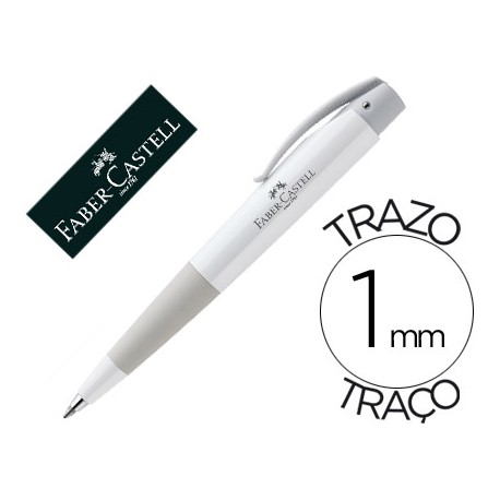 BOLIGRAFO FABER CONIC AZUL RETRACTIL SUJECION DE CAUCHO TINTA INDELEBLE TRAZO MEDIO COLOR BLANCO