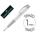BOLIGRAFO FABER CONIC AZUL RETRACTIL SUJECION DE CAUCHO TINTA INDELEBLE TRAZO MEDIO COLOR BLANCO
