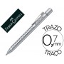 BOLIGRAFO FABER GRIP AZUL RETRACTIL SUJECION ERGONOMICA TINTA INDELEBLE TRAZO MEDIO COLOR PLATEADO