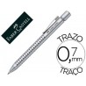 BOLIGRAFO FABER GRIP AZUL RETRACTIL SUJECION ERGONOMICA TINTA INDELEBLE TRAZO MEDIO COLOR PLATEADO