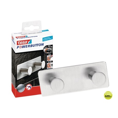 PERCHERO ADHESIVO TESA POWERBOTON DOBLE CARGA MAXIMA 12 KG 40X82X122 MM