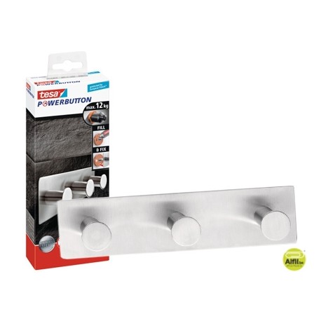 PERCHERO ADHESIVO TESA POWERBOTON TRIPLE CARGA MAXIMA 12 KG 40X192X82 MM