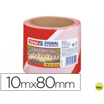 CINTA DE SEÑALIZACION TESA ROJO Y BLANCO 100 MT X 80 MM