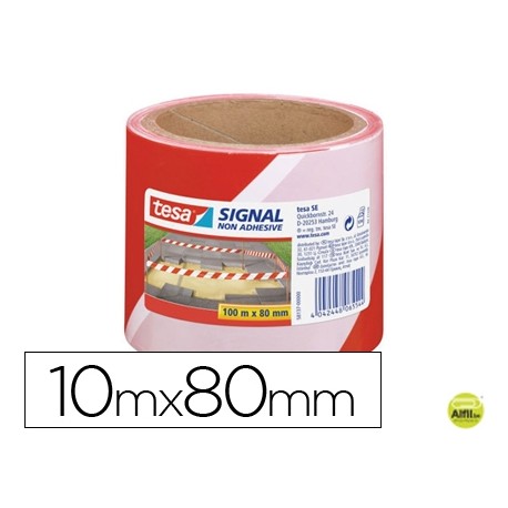 CINTA DE SEÑALIZACION TESA ROJO Y BLANCO 100 MT X 80 MM