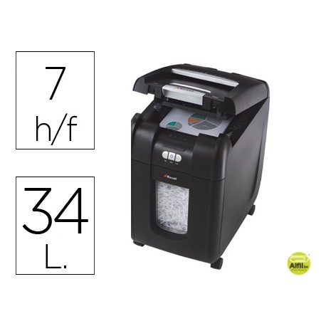 DESTRUCTORA DE DOCUMENTO REXEL AUTO+175X CAPACIDAD DE CORTE 7 HOJAS DESTRUYE GRAPAS Y CLIPS