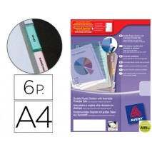 SEPARADOR AVERY DE PLASTICO CON 6 PESTAÑAS DE INDICE PERSONALIZABLE TAMAÑO A4