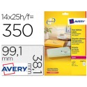 ETIQUETA ADHESIVAS AVERY DIN A4 IMPRIMIBLES TRANSPARENTE 99,1X38,1 MM CAJA DE 25 HOJAS CON 350 ETIQU