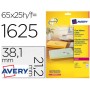ETIQUETA ADHESIVAS AVERY DIN A4 IMPRIMIBLES TRANSPARENTE 38,1X21,2 MM CAJA DE 25 HOJAS CON 1625 ETIQ