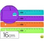 REGLA MOR 16 CM PLASTICO DE COLORES SURTIDOS GRADUADA Y BISELADA