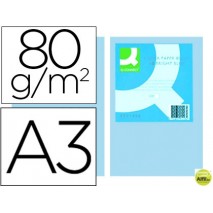 PAPEL COLOR Q-CONNECT DIN-A3 80 GRAMOS CELESTE PAQUETE DE 500 HOJAS