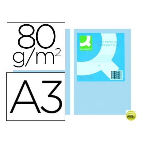 PAPEL COLOR Q-CONNECT DIN-A3 80 GRAMOS CELESTE PAQUETE DE 500 HOJAS