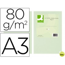 PAPEL COLOR Q-CONNECT DIN-A3 80 GRAMOS VERDE PAQUETE DE 500 HOJAS