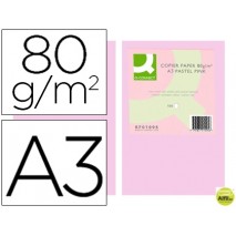 PAPEL COLOR Q-CONNECT DIN-A3 80 GRAMOS ROSA PAQUETE DE 500 HOJAS
