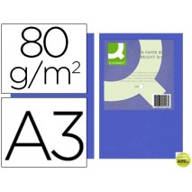PAPEL COLOR Q-CONNECT DIN-A3 80 GRAMOS AZUL INTENSO PAQUETE DE 500 HOJAS