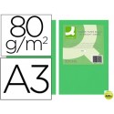 PAPEL COLOR Q-CONNECT DIN-A3 80 GRAMOS VERDE INTENSO PAQUETE DE 500 HOJAS