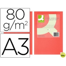 PAPEL COLOR Q-CONNECT DIN-A3 80 GRAMOS ROJO INTENSO PAQUETE DE 500 HOJAS