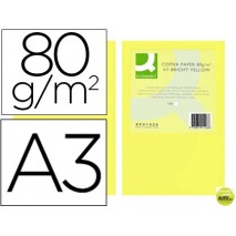 PAPEL COLOR Q-CONNECT DIN-A3 80 GRAMOS AMARILLO INTENSO PAQUETE DE 500 HOJAS