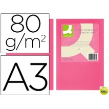 PAPEL COLOR Q-CONNECT DIN-A3 80 GRAMOS ROSA INTENSO PAQUETE DE 500 HOJAS